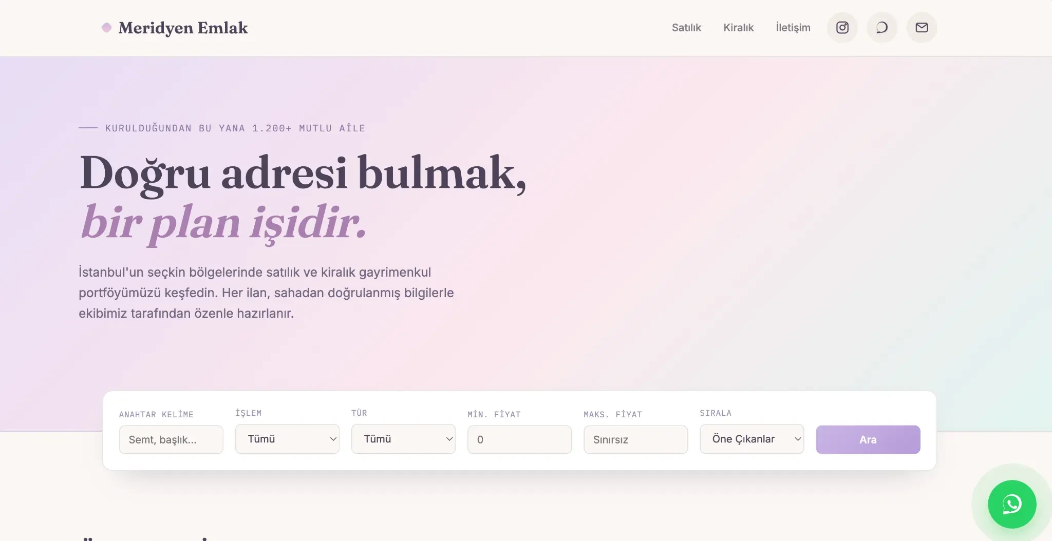 Meridyen Emlak gayrimenkul web sitesi referansı